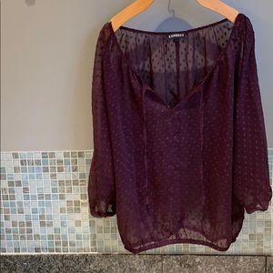 Express size M sheer blouse with tie detail